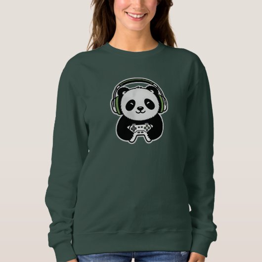 Cute Panda Gamer - Kawaii Gaming Panda with Headse Trui (Voorkant)