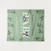 Cute Panda & Gebladerte Neutrale Baby Shower Achte Wandkleed (Voorkant (horizontaal))