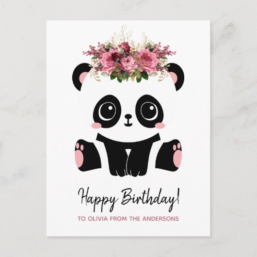 Cute panda Gefeliciteerd met je verjaardag geperso Briefkaart (Voorkant)