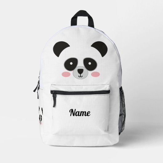 Cute Panda Gezicht Persoonlijk – Aangepaste Naam Bedrukte Rugzak (Voorkant)