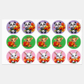 Cute Panda, Giraffe, and Rabbit Sticker Sheet with (Vel)