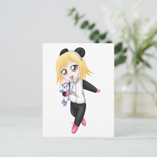 Cute Panda Girl Briefkaart (Staand voorkant)