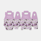 Cute Panda Girl Soft Paars Pattern 1ste verjaardag Bedankdoosjes (Uitgevouwen)