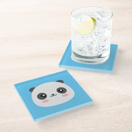 Cute Panda Glazen Onderzetter (Schuin)
