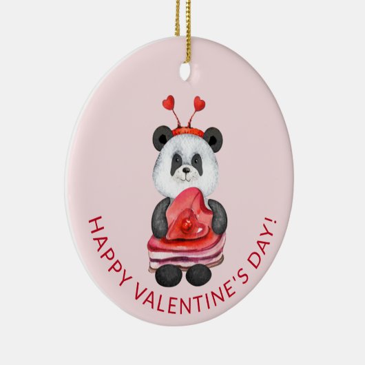 Cute Panda Gnome Happy Valentines Day Keramisch Ornament (Rechts)