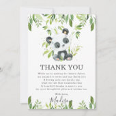 Cute Panda Greenery Baby shower Gender Neutral Bedankkaart (Voorkant)