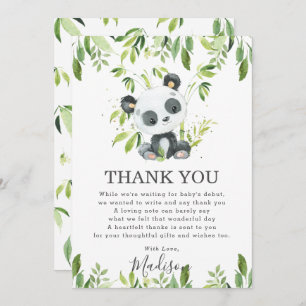 Cute Panda Greenery Baby shower Gender Neutral Bedankkaart