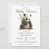 Cute Panda Greenery Baby shower Gender Neutral Kaart (Voorkant)
