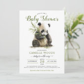 Cute Panda Greenery Baby shower Gender Neutral Kaart (Staand voorkant)