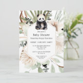 Cute Panda Greenery Baby shower Gender Neutral Kaart (Staand voorkant)