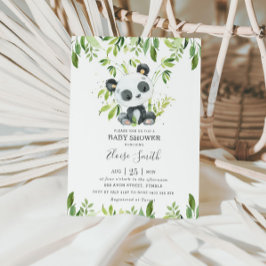 Cute Panda Greenery Baby shower Gender Neutral Kaart