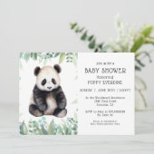Cute Panda Greenery Baby shower Gender Neutral Kaart (Staand voorkant)