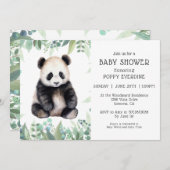 Cute Panda Greenery Baby shower Gender Neutral Kaart (Voorkant / Achterkant)