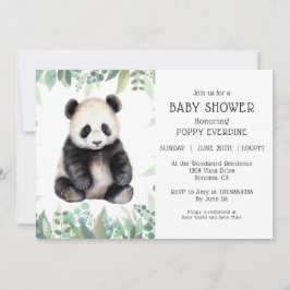 Cute Panda Greenery Baby shower Gender Neutral Kaart