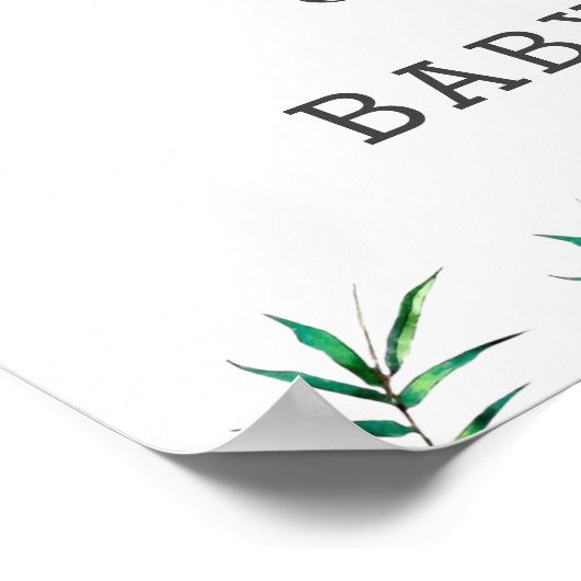 Cute Panda Greenery Baby shower Neutral Welcome Poster (Hoek)