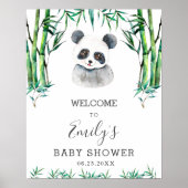 Cute Panda Greenery Baby shower Neutral Welcome Poster (Voorkant)