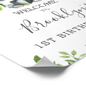 Cute Panda Greenery Birthday Party Neutral Welcome Poster (Hoek)
