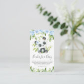 Cute Panda Greenery Blue Floral Books for Baby Informatiekaartje (Staand voorkant)