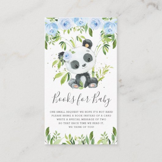 Cute Panda Greenery Blue Floral Books for Baby Informatiekaartje (Voorkant)