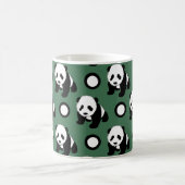 Cute Panda Groene, zwarte en witte pooldots Koffiemok (Center)