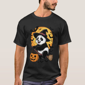 Cute Panda Halloween Heksenhoed Jack-o-Lantern Sno T-shirt
