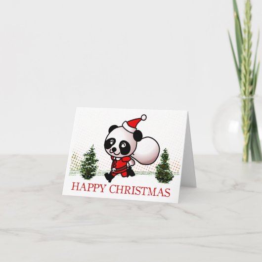 Cute Panda Happy Kerstmis Feestdagen Kaart (Voorkant)