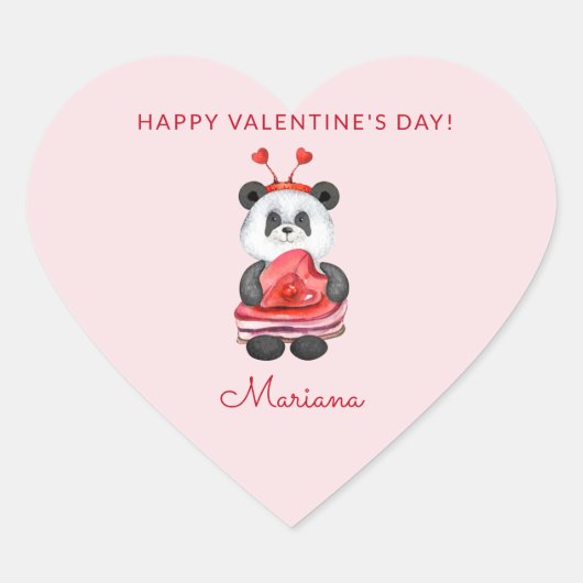 Cute Panda Happy Valentines Day Favors Hart Sticker (Voorkant)