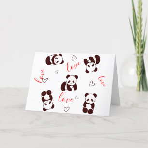 Cute Panda Hart Valentijnskaart Feestdagen Kaart