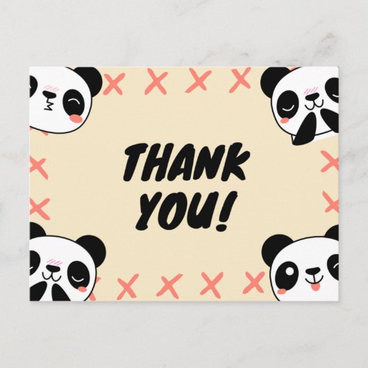 Cute Panda Hartelijk dank Briefkaart (Voorkant)