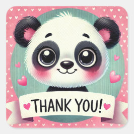 Cute Panda Hartelijk dank Vierkante Sticker