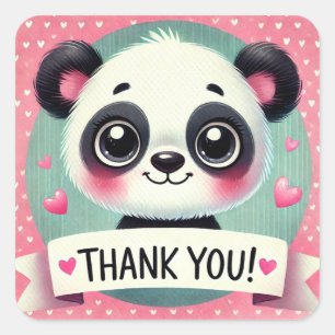 Cute Panda Hartelijk dank Vierkante Sticker