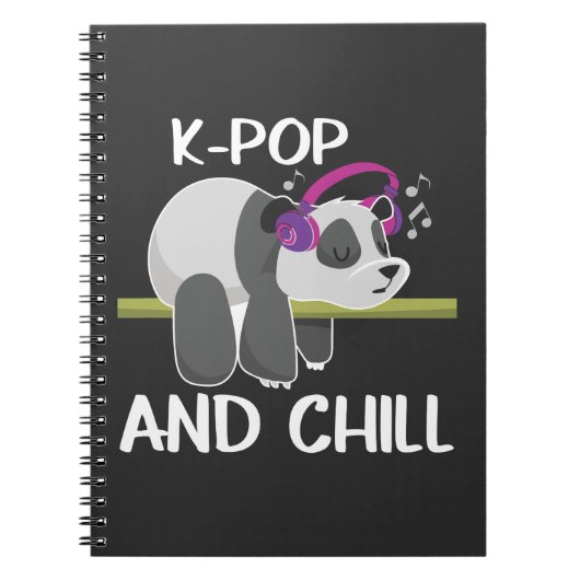 Cute Panda Headphones Korea Pop Lover K-Pop Music Notitieboek (Voorkant)