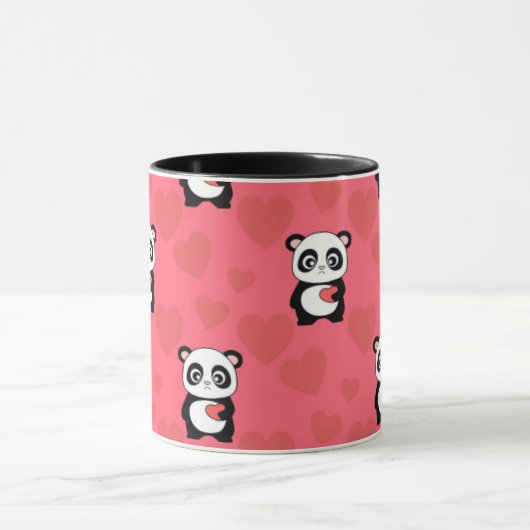 Cute Panda Holding Heart Pattern| Kawaii Valentine Mok (Midden)