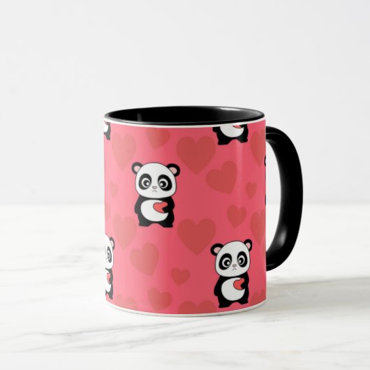 Cute Panda Holding Heart Pattern| Kawaii Valentine Mok (Voorkant rechts)