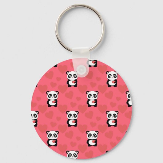 Cute Panda Holding Heart Pattern| Kawaii Valentine Sleutelhanger (Achterkant)