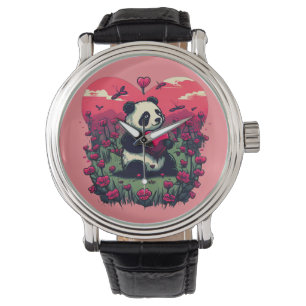 Cute Panda Holding Heart - Valentijnsdag Gift Horloge