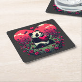 Cute Panda Holding Heart - Valentijnsdag Gift Kartonnen Onderzetters (Schuin)
