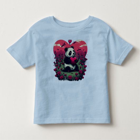 Cute Panda Holding Heart - Valentijnsdag Gift Kinder Shirts (Voorkant)