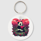 Cute Panda Holding Heart - Valentijnsdag Gift Sleutelhanger (Achterkant)