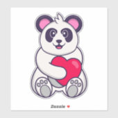 Cute Panda houdt een groot rood hart vast Sticker (Vel)