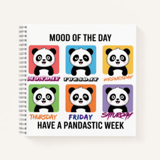 Cute Panda Humeur van de Dag Notitieboek – Kawaii