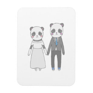 Cute Panda Huwelijks Koppel – Kawaii Bruid & Bruid Magneet