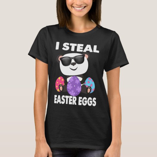 Cute Panda I Steal Easter Eggs Egg Girls & Boys T-shirt (Voorkant)