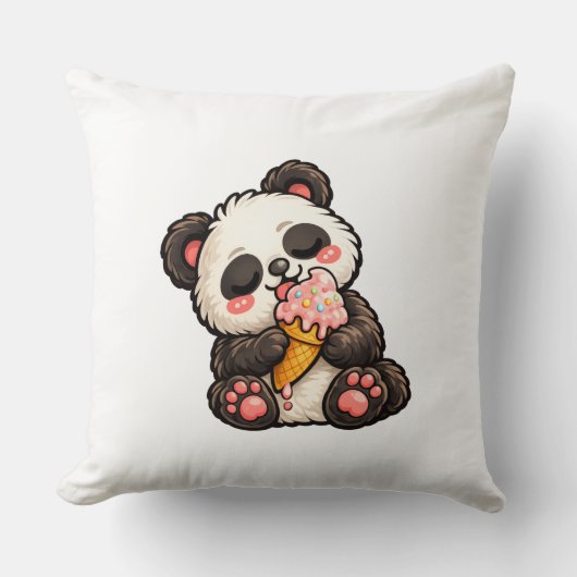 Cute Panda Ice Cream Kussen (Voorkant)