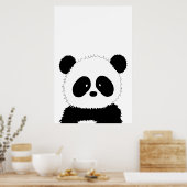 Cute Panda Illustration Black and White Minimalist Poster (Keuken)