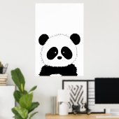 Cute Panda Illustration Black and White Minimalist Poster (Thuiskantoor)