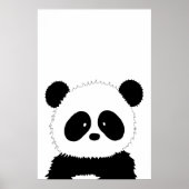 Cute Panda Illustration Black and White Minimalist Poster (Voorkant)