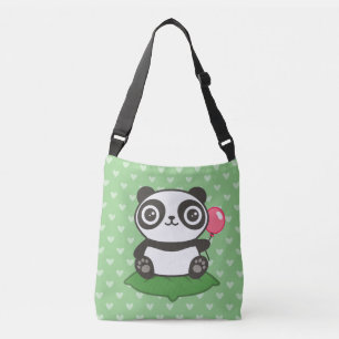 Cute Panda Illustration Crossbody Tas