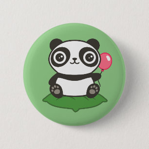 Cute Panda Illustration Ronde Button 5,7 Cm