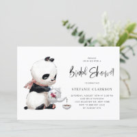 Cute Panda Illustration Tea Time Vrijgezellenfeest